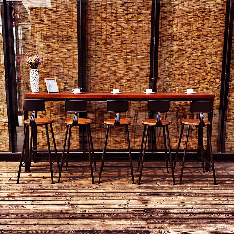 Industrial Rectangle Bar Table Pine Solid Wood Fixed Bar Dining Table