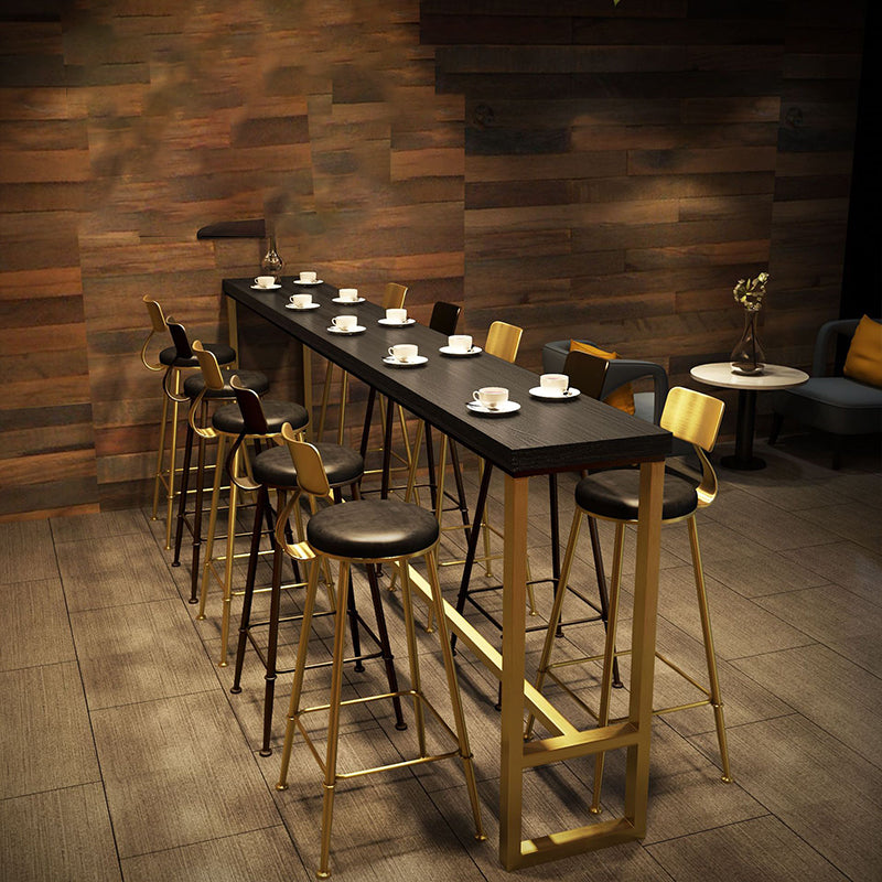 Glam Style Rectangle Bar Table Pine Solid Wood Bar Dining Table for Living Room