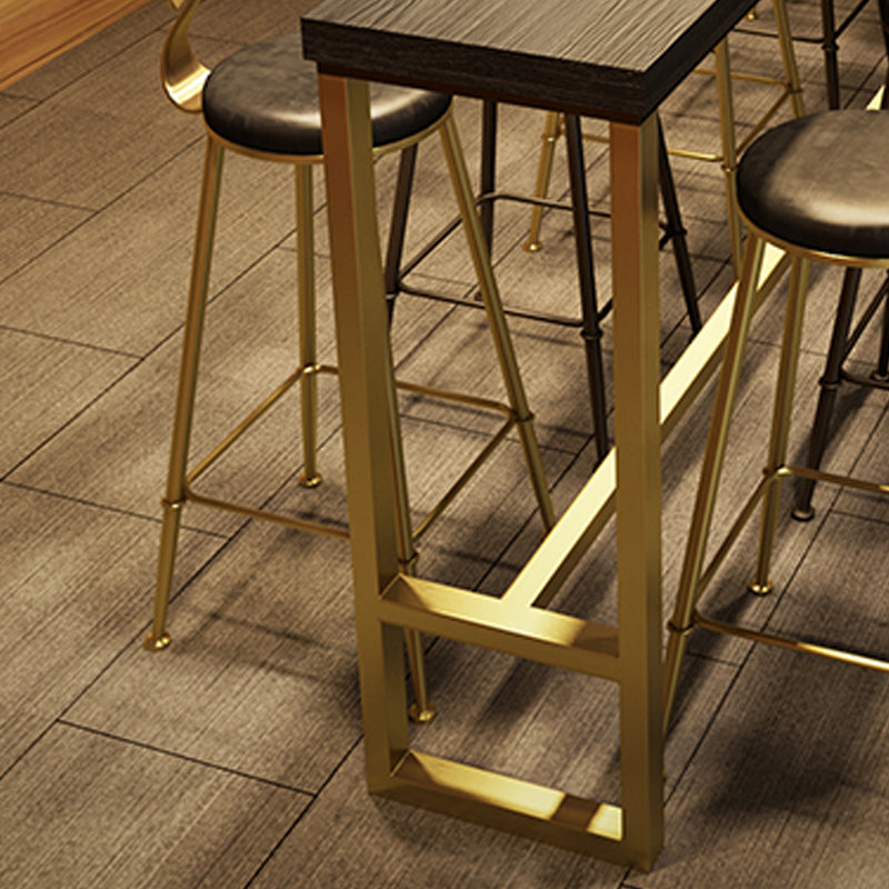 Glam Style Rectangle Bar Table Pine Solid Wood Bar Dining Table for Living Room