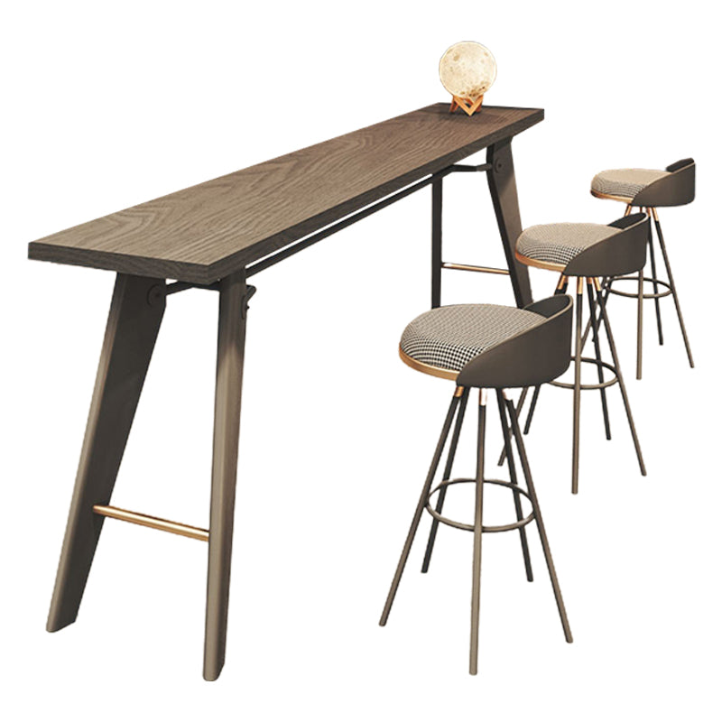 Glam Style Rectangle Bar Table Solid Wood Fixed Bar Dining Table with 4 Legs