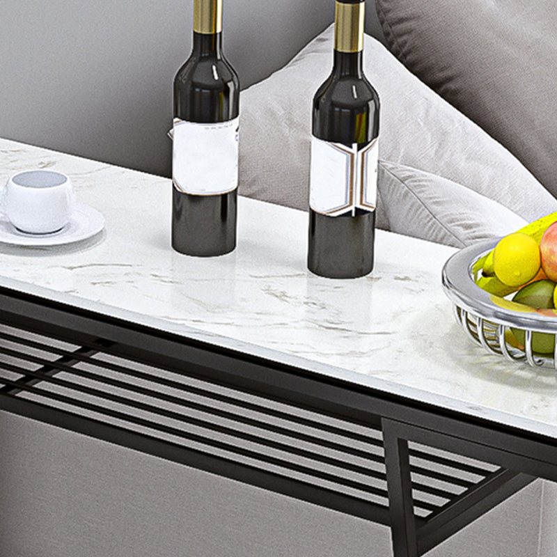 Contemporary Style Rectangle Bar Table Faux Marble Bistro Bar Desk with Storage