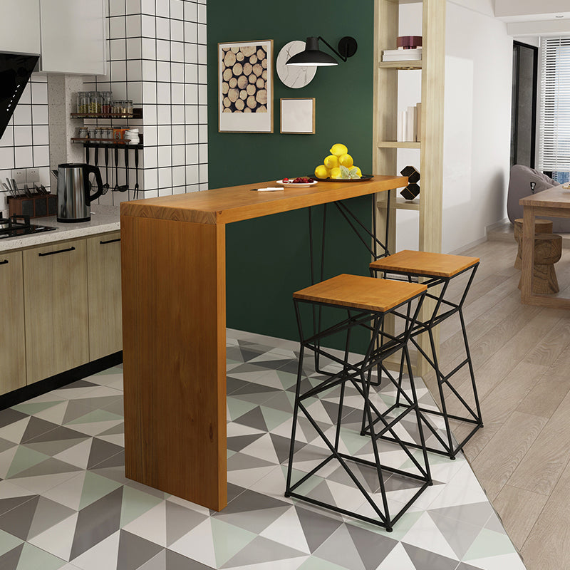 Industrial Rectangle Bistro Bar Desk Pine Solid Wood Bar Dining Table for Indoor