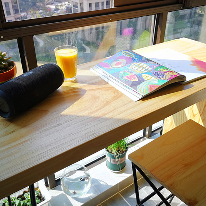 Industrial Rectangle Bistro Bar Desk Pine Solid Wood Bar Dining Table for Indoor