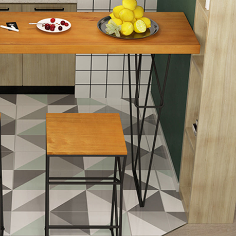 Industrial Rectangle Bistro Bar Desk Pine Solid Wood Bar Dining Table for Indoor