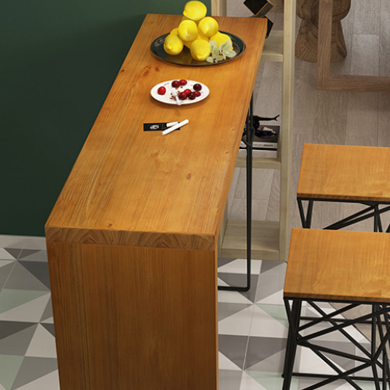 Industrial Rectangle Bistro Bar Desk Pine Solid Wood Bar Dining Table for Indoor