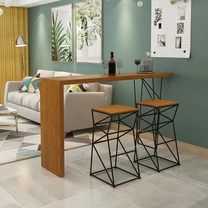 Industrial Rectangle Bistro Bar Desk Pine Solid Wood Bar Dining Table for Indoor