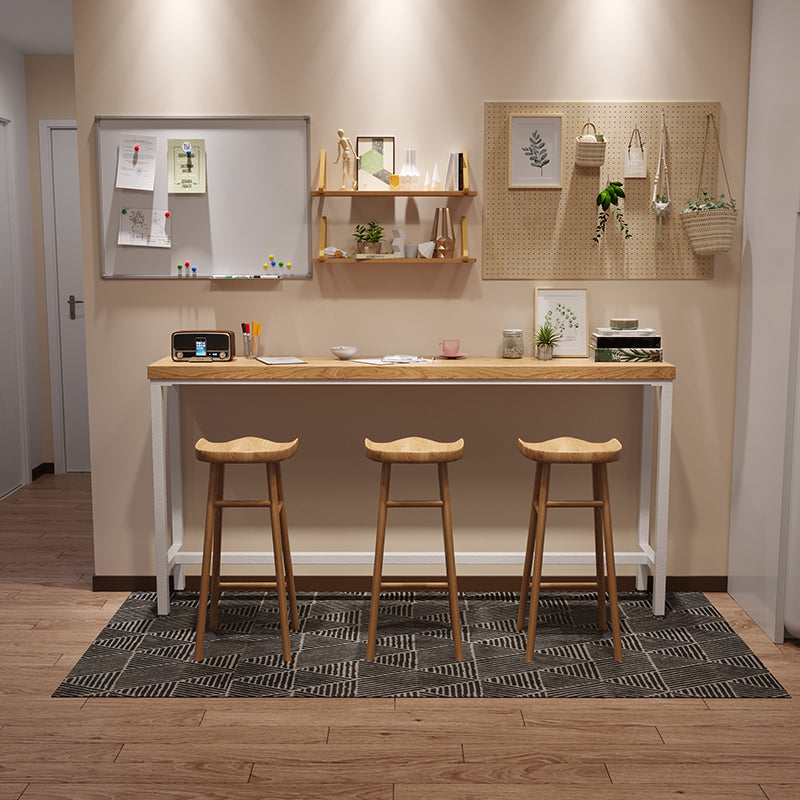 Industrial Style Bistro Bar Desk Pine Solid Wood Rectangle Bar Dining Table for Indoor