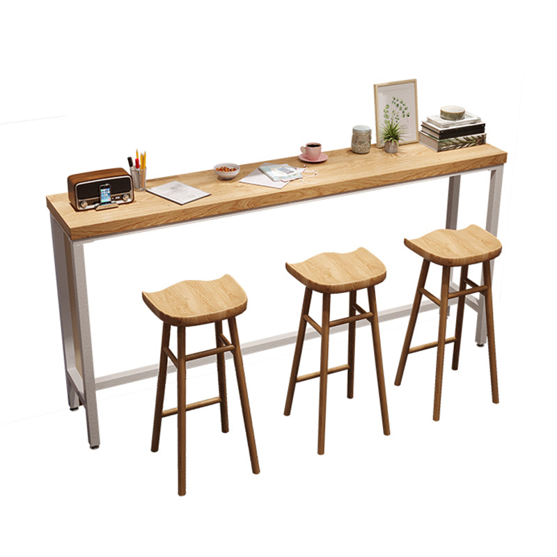 Industrial Style Bistro Bar Desk Pine Solid Wood Rectangle Bar Dining Table for Indoor