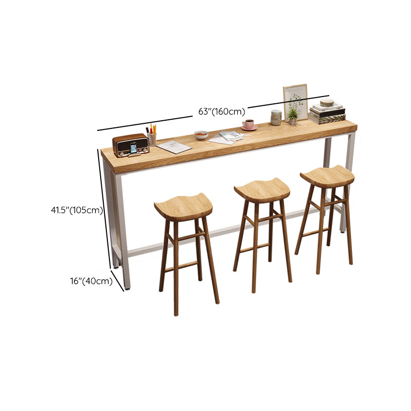 Industrial Style Bistro Bar Desk Pine Solid Wood Rectangle Bar Dining Table for Indoor