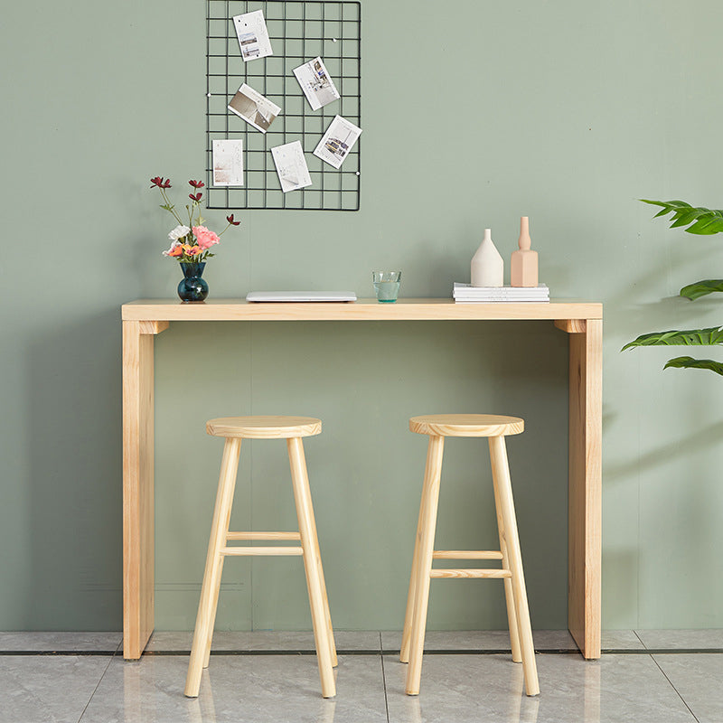 Modern Wood Bar Table Solid Wood Top Bistro Pub Table for Living Room