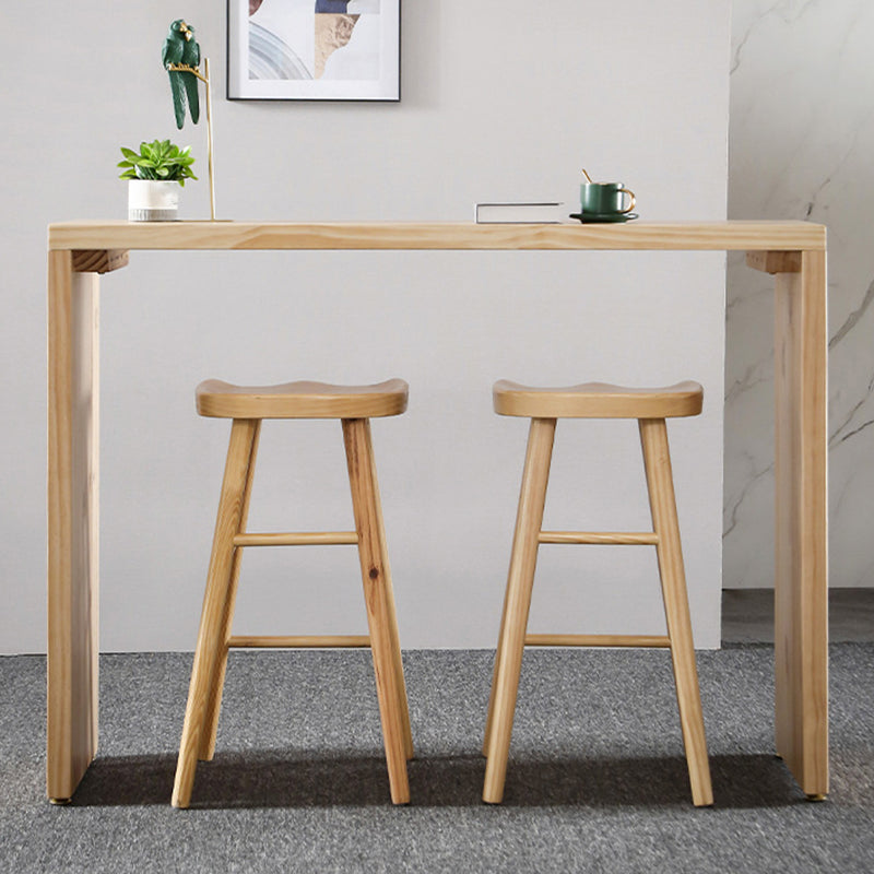 Modern Wood Bar Table Solid Wood Top Bistro Pub Table for Living Room