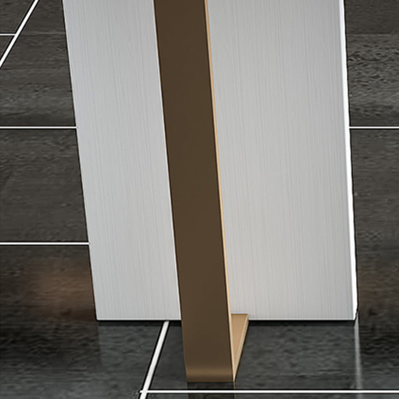 Glam Rectangle Bar Table Marble Double Pedestal Table for Indoor