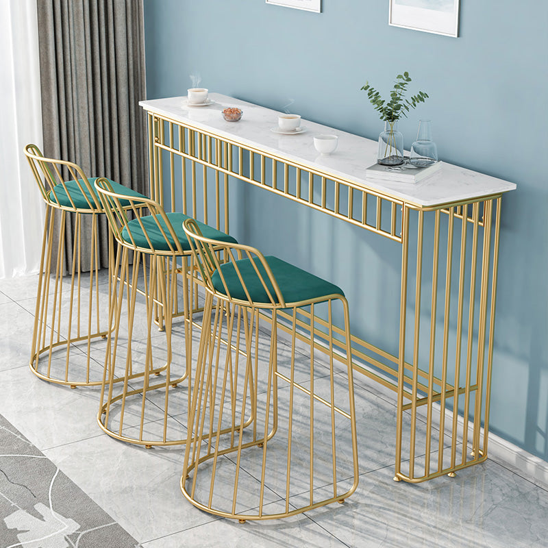 Industrial Rectangle Bistro Bar Desk Faux Marble Bistro Table for Indoor