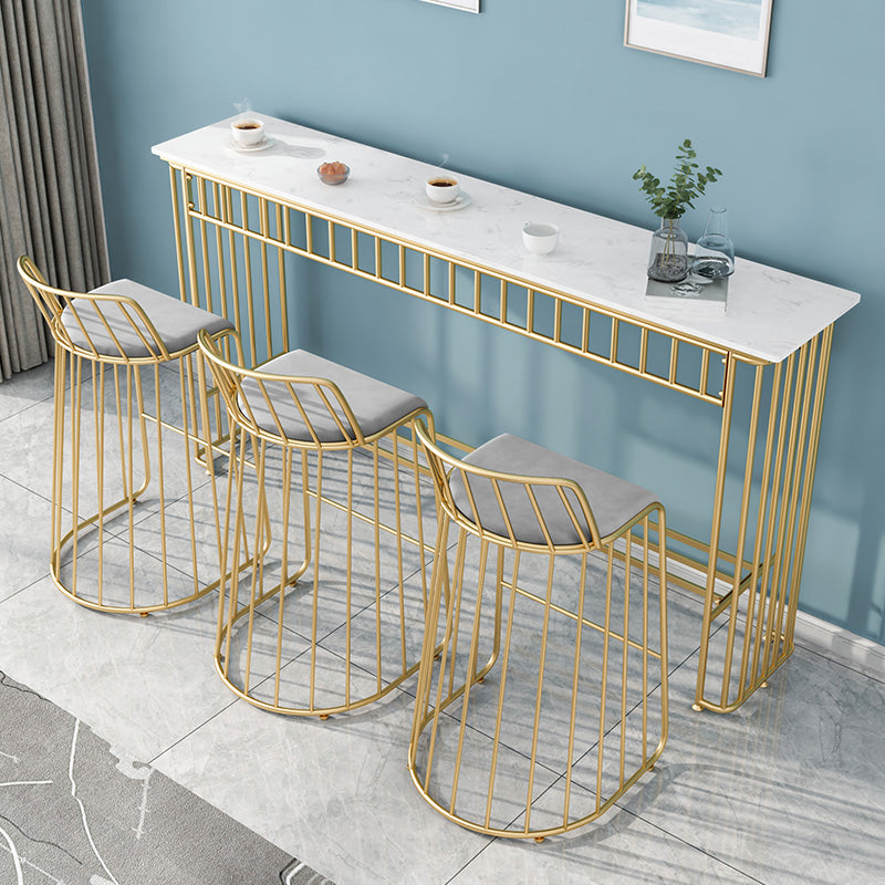 Industrial Rectangle Bistro Bar Desk Faux Marble Bistro Table for Indoor