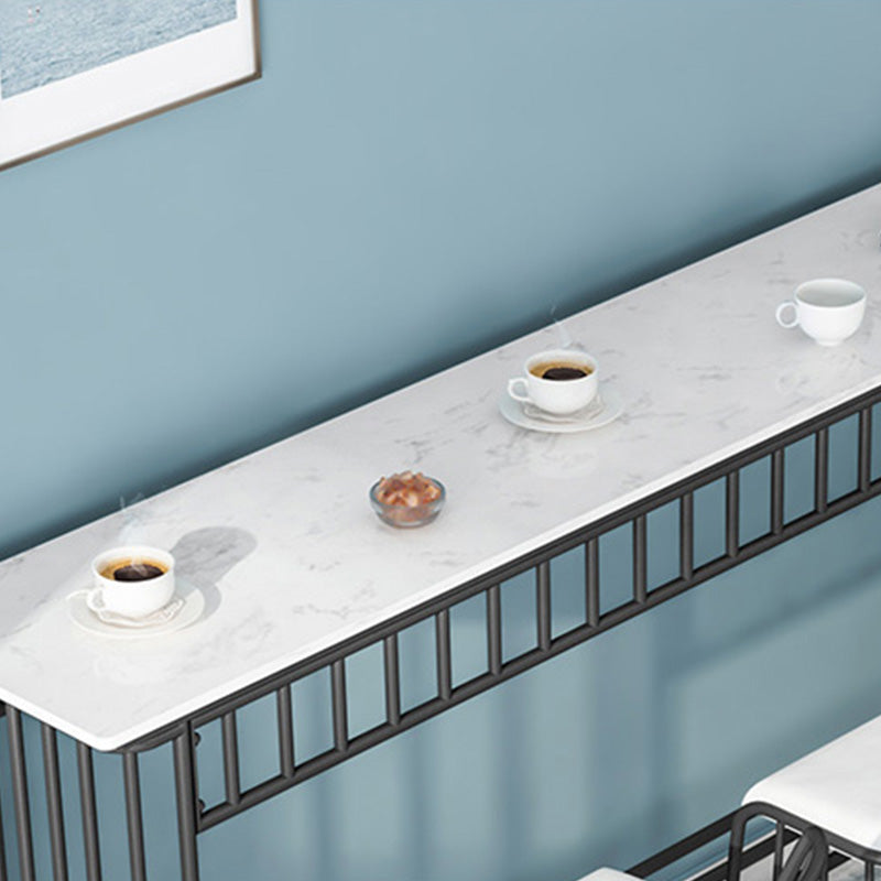 Industrial Rectangle Bistro Bar Desk Faux Marble Bistro Table for Indoor