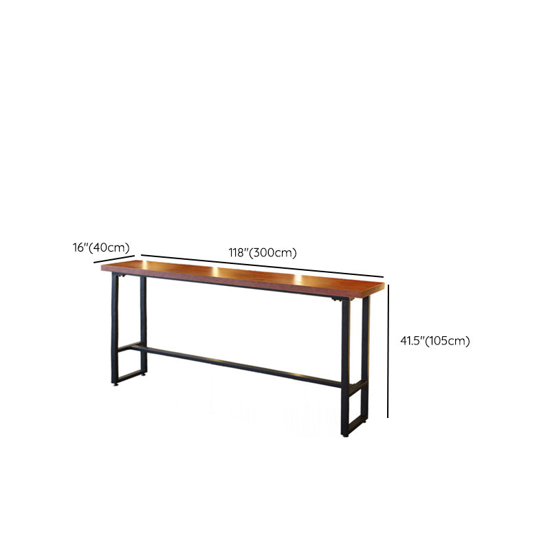 Rectangular Bar Height Table Solid Wood Top Bistro Pub Table with Black Base