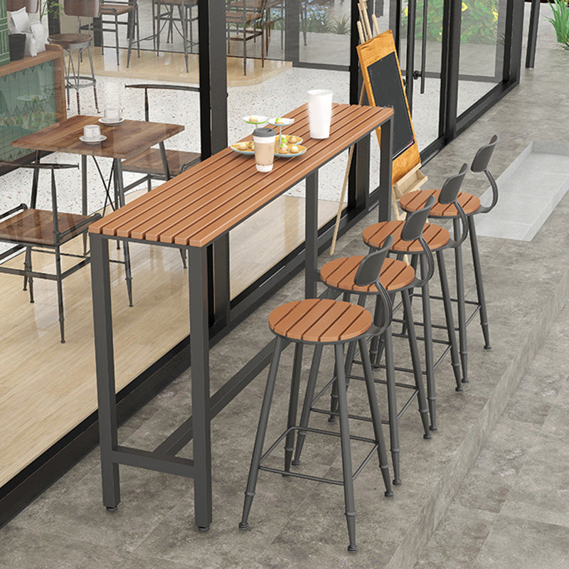 Industrial Bar Height Table Rectangular Bar Table with Metal Base