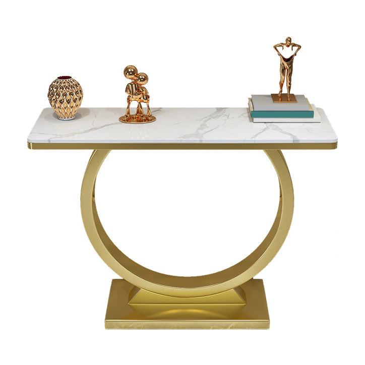 Stone Console Table Modern 31.5-inch Tall Accent Table with Shelf