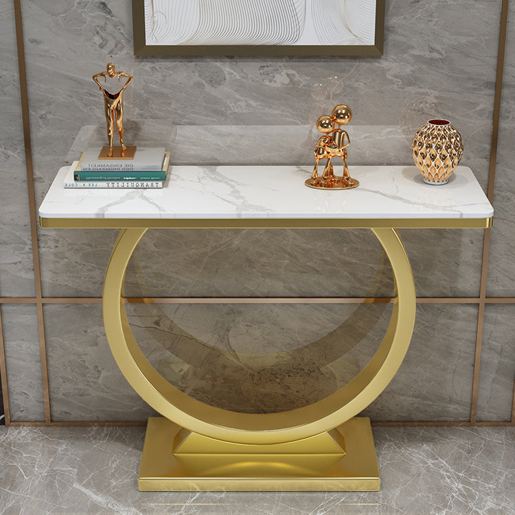 Stone Console Table Modern 31.5-inch Tall Accent Table with Shelf