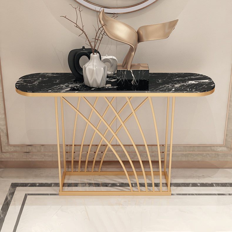 11.81" W Glam Oval Console Accent Table Antique Finish Console Sofa Table