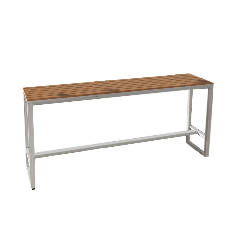 Modern Bar Height Table Metal and Wood Bistro Bar Table with White Base