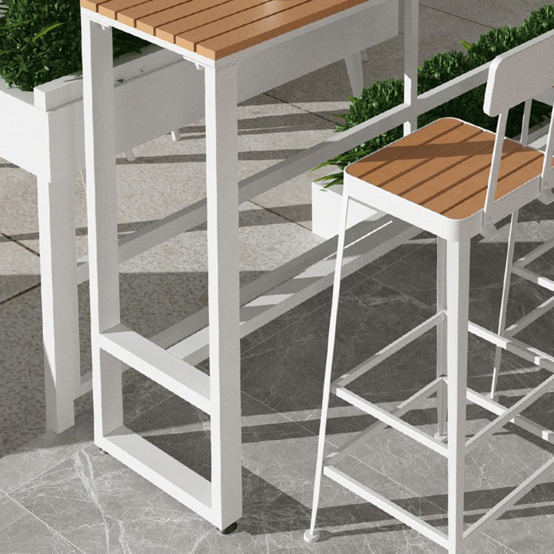 Modern Bar Height Table Metal and Wood Bistro Bar Table with White Base