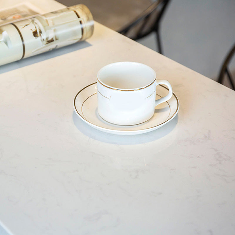 Industrial Bar Height Table White Faux Marble Top Bistro Pub Table for Patio Use