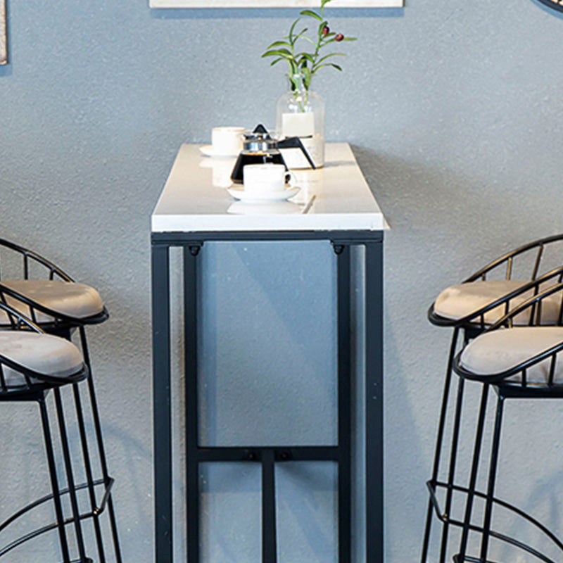 Industrial Bar Height Table White Faux Marble Top Bistro Pub Table for Patio Use