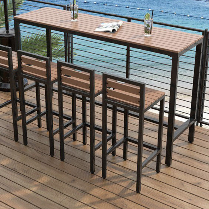 Industrial Metal Base Bar Table Pub Height Dining Table for Patio Use