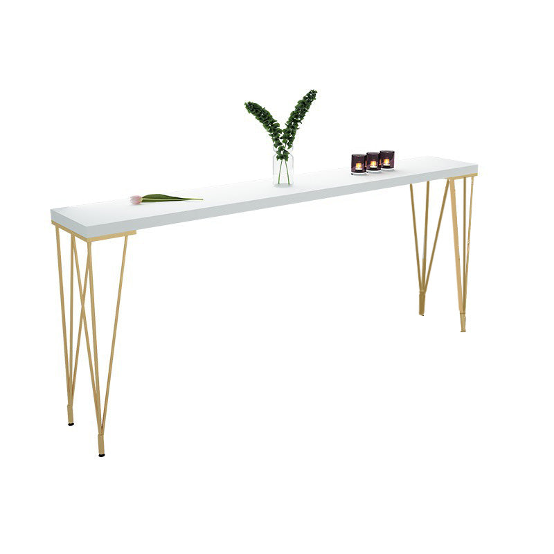 White Rectangular Bar Height Table Glam Style Bistro Pub Table with Four Legs