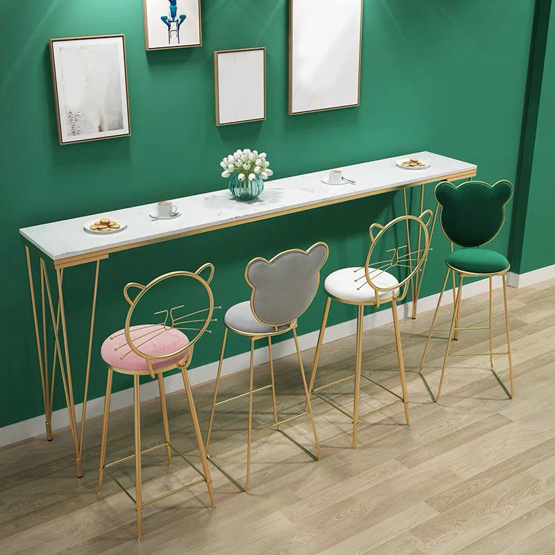 White Rectangular Bar Height Table Glam Style Bistro Pub Table with Four Legs