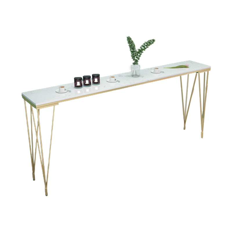 White Rectangular Bar Height Table Glam Style Bistro Pub Table with Four Legs