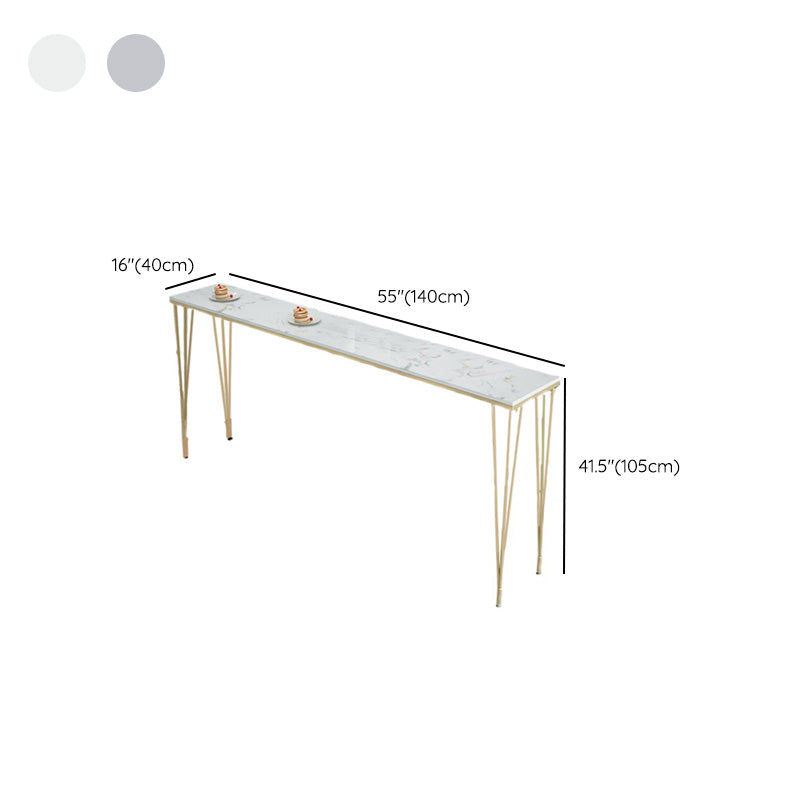 White Rectangular Bar Height Table Glam Style Bistro Pub Table with Four Legs