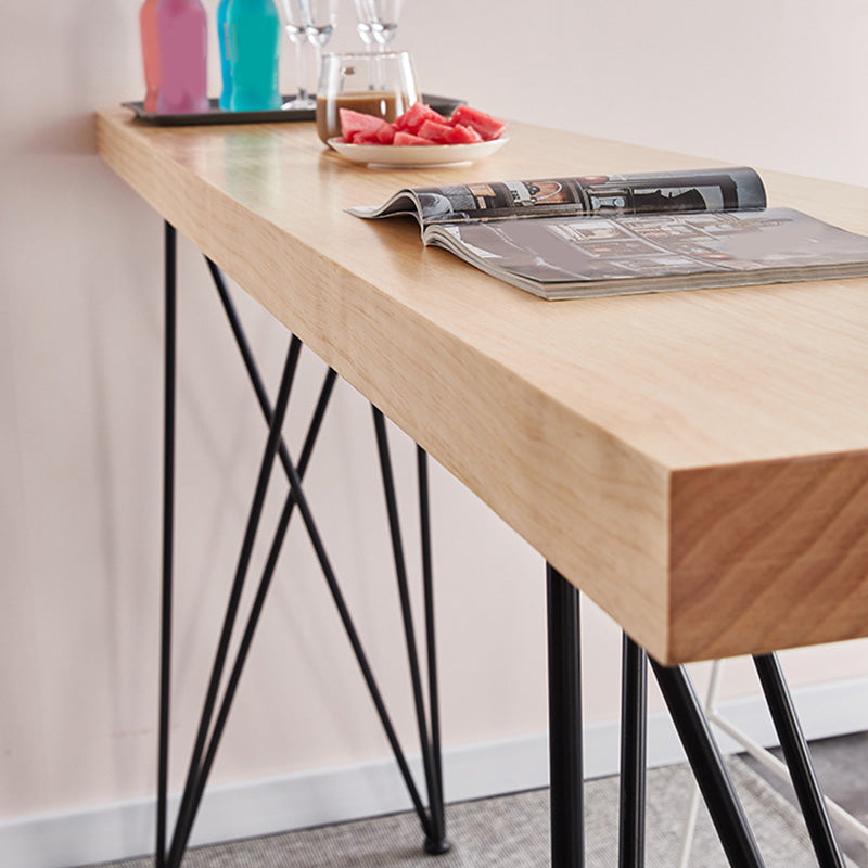 Modern Bar-height Table Solid Wood Top Bistro Pub Table with Four Legs