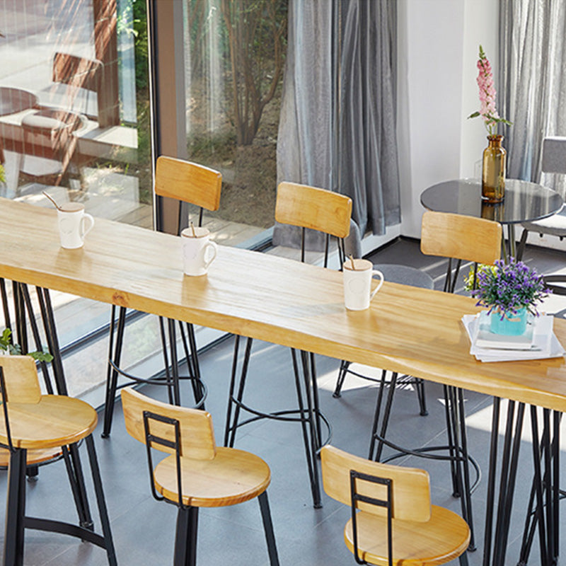 Modern Bar Height Table Solid Wood Top Bistro Pub Table with Metal Legs