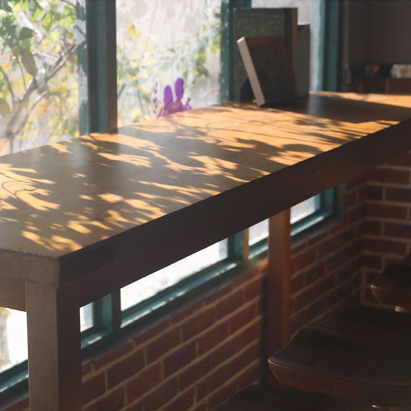 Modern Bar Height Table Solid Wood Top Bistro Pub Table with Wood Legs