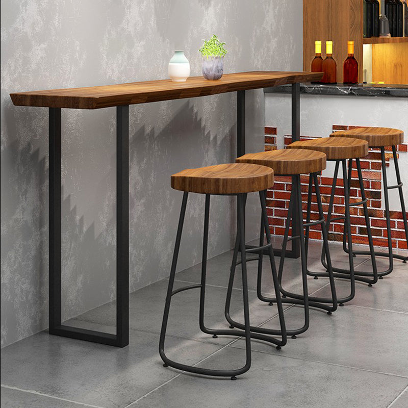 Rectangular Bar Height Table Black Legs and Metal Base Patio Bar Table