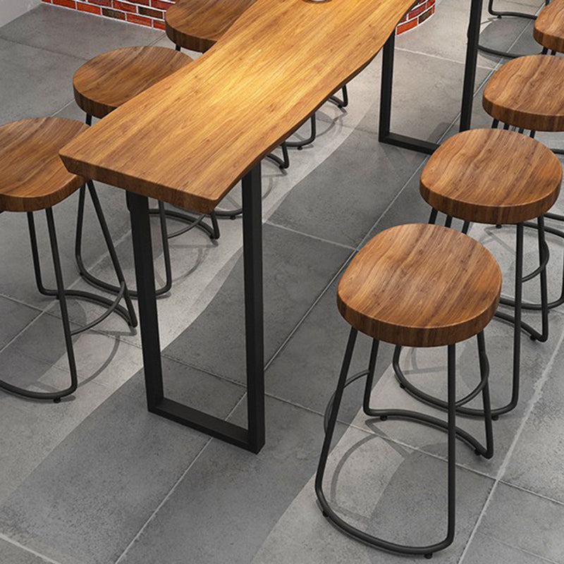 Rectangular Bar Height Table Black Legs and Metal Base Patio Bar Table