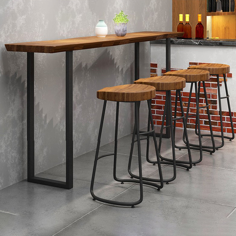 Rectangular Bar Height Table Black Legs and Metal Base Patio Bar Table