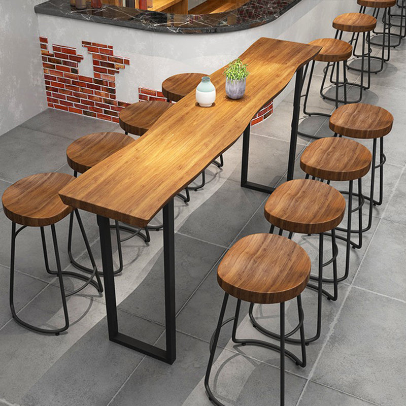 Rectangular Bar Height Table Black Legs and Metal Base Patio Bar Table