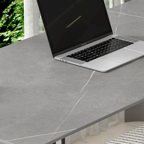 Industrial Rectangular Office Desk Antique Finish Computer Desk with Metal Legs
