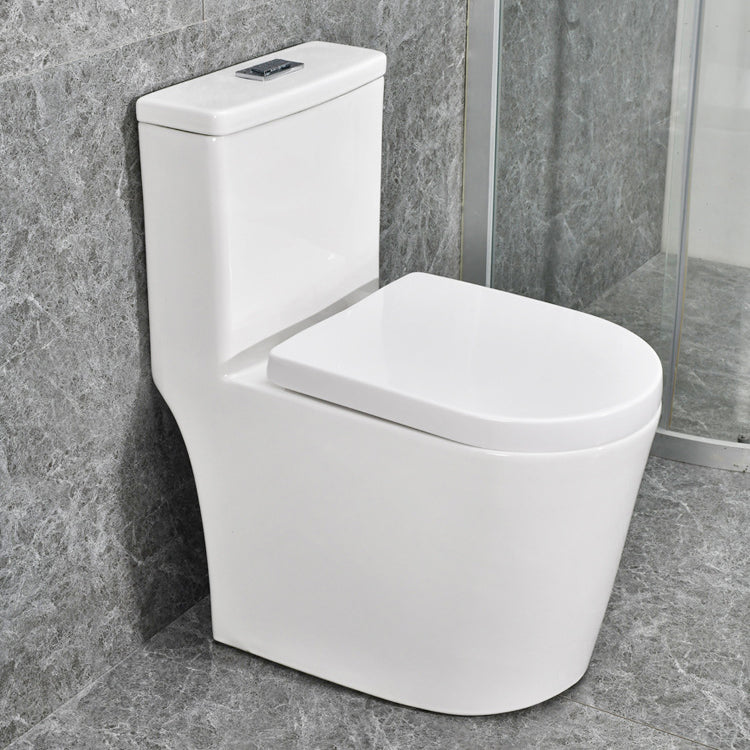 Modern White Flush Toilet Ceramic Elong One-Piece Toilet with Slow Close Seat