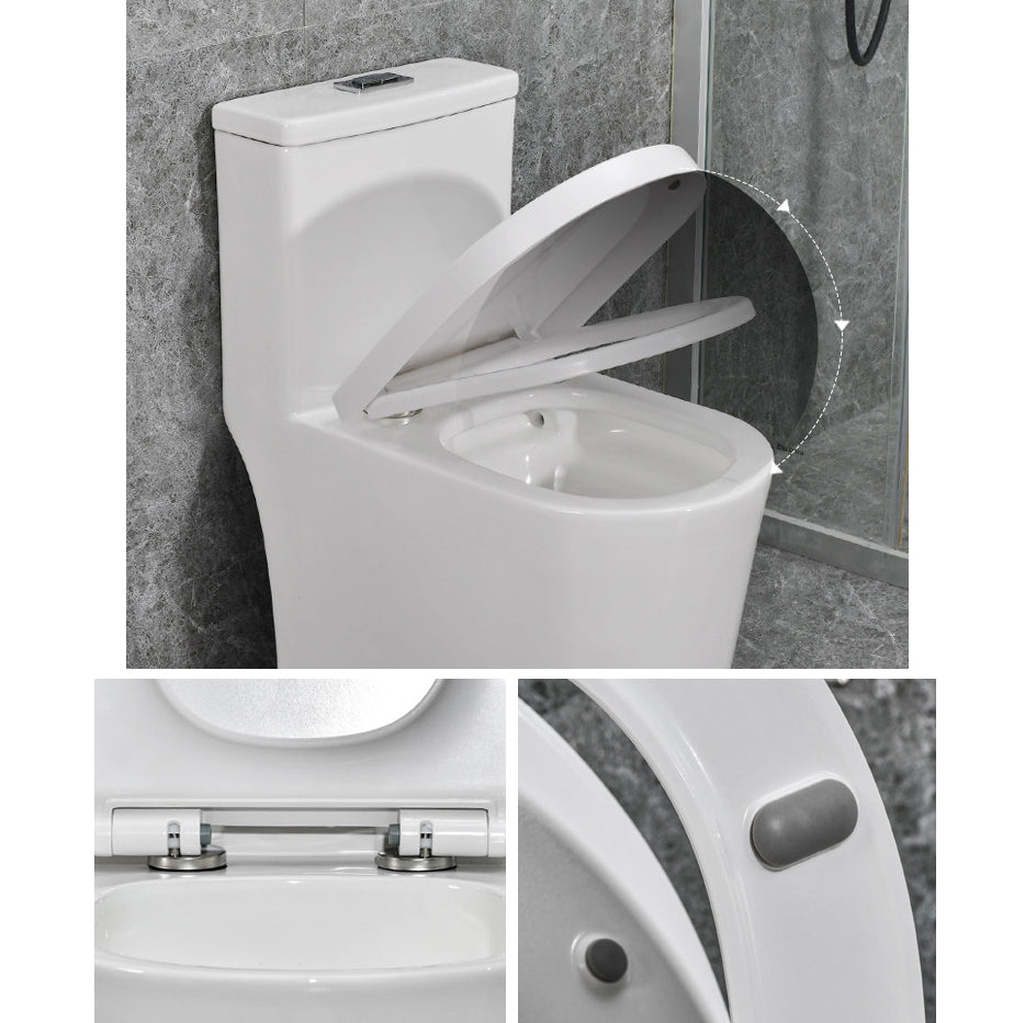 Modern White Flush Toilet Ceramic Elong One-Piece Toilet with Slow Close Seat