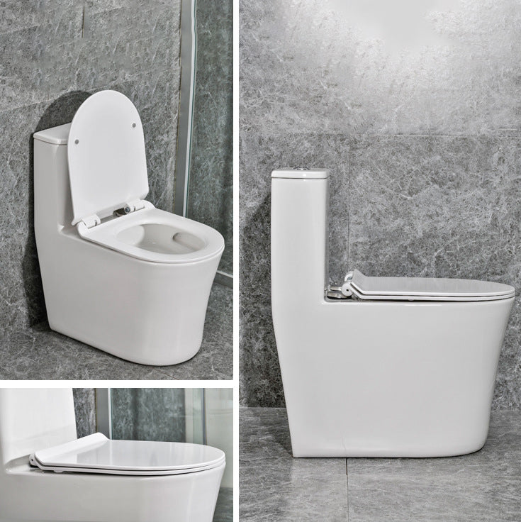Modern White Flush Toilet Ceramic Elong One-Piece Toilet with Slow Close Seat