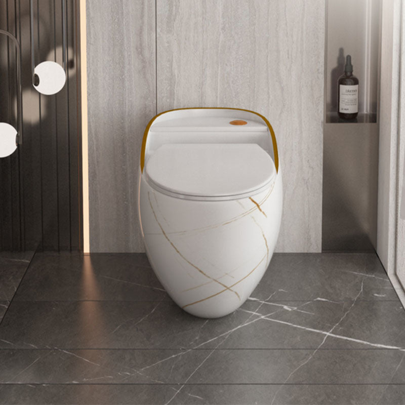 Concealed Tank Toilet Modern Siphon Jet One-Piece Toilet with Slow Close Seat