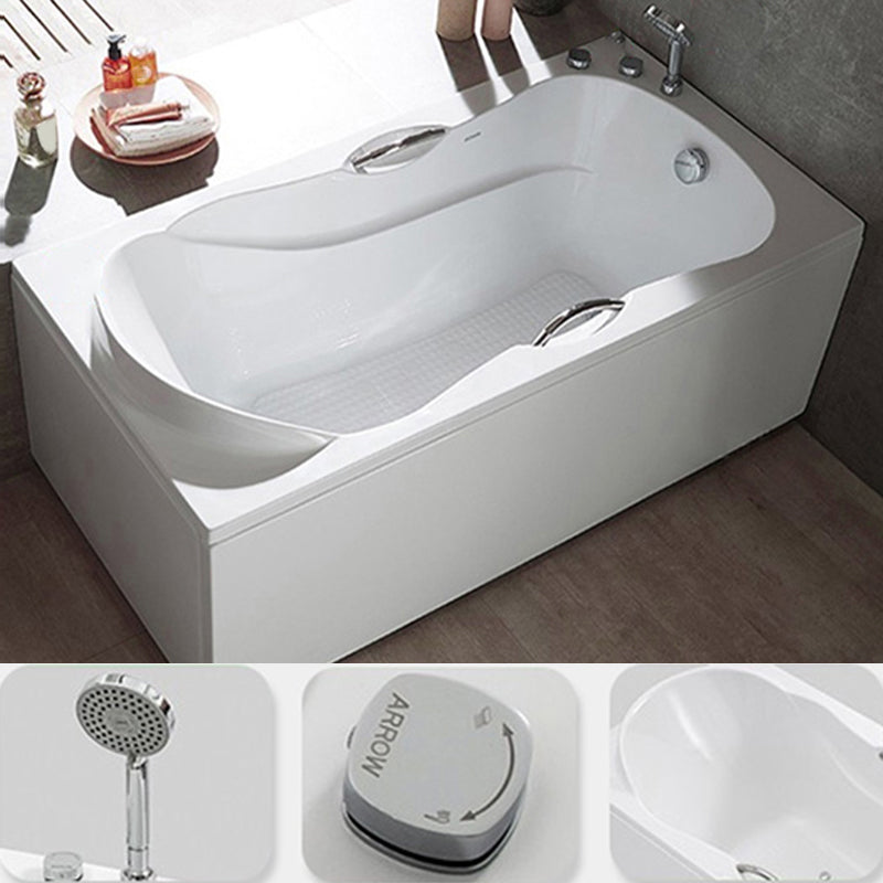 Modern Rectangular White Bathtub Back to Wall with Drain Bath Tub