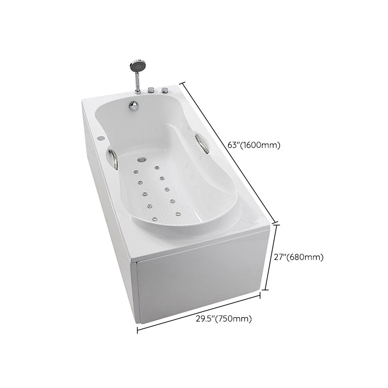 Modern Rectangular White Bathtub Back to Wall with Drain Bath Tub
