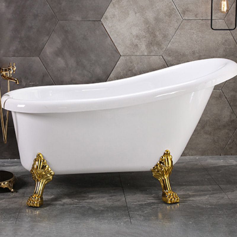 Modern Acrylic Bathtub Back to Wall with Golden Feet and Drain Bath Tub for Bathroom