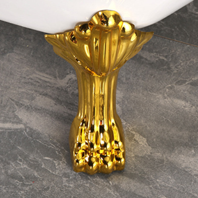 Modern Acrylic Bathtub Back to Wall with Golden Feet and Drain Bath Tub for Bathroom