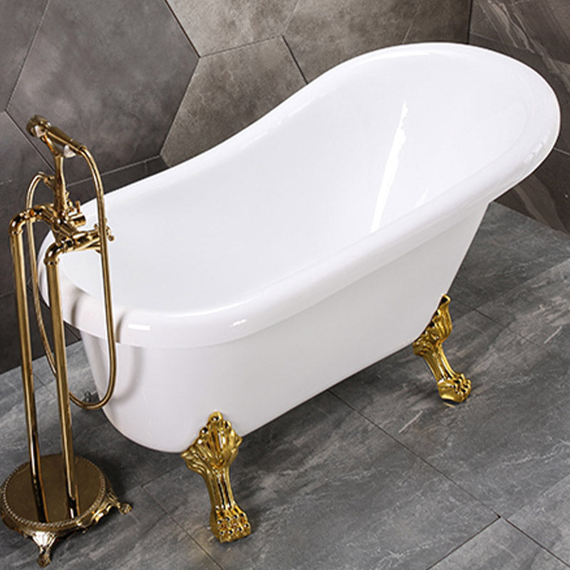 Modern Acrylic Bathtub Back to Wall with Golden Feet and Drain Bath Tub for Bathroom